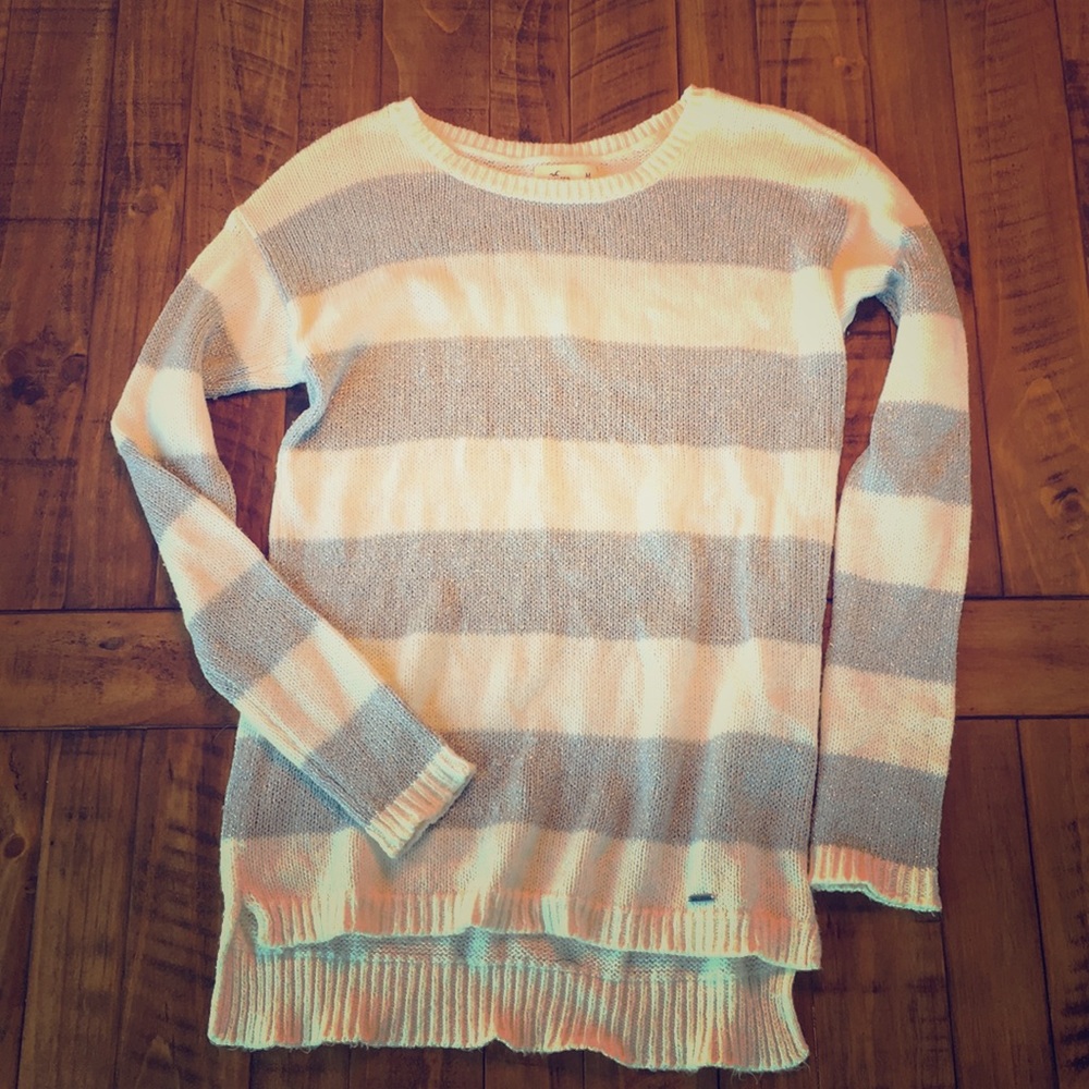 gray and white striped sweater dress